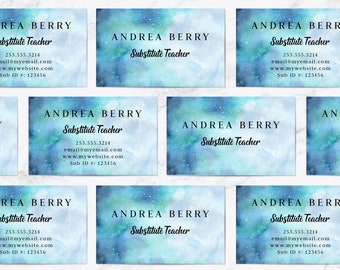 Substitute Teacher Business Cards, Artist Business Cards, Dog Walker Business Card, Custom Business Cards, Watercolor Calling Cards