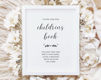 Sign Our Childen's Book Baby Shower Table Sign, Editable Guestbook Sign, Minimal Decor Template, Simple Gender Neutral Keepsake,  MIN24
