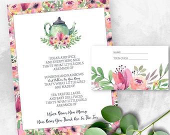 Guess How Many Bows Baby Shower Game, Printable Shower Activity,  Baby Girl Shower Game, Tea Party Floral Theme, Printable No. 1018