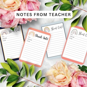 Printable Notes From Teacher Cards, Rainbow Reward Cards, Rainbow Teacher Mail, Shout Out Cards, Positive Teacher Notes, Back to School