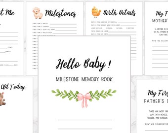 Printable Baby Book, Farm Animal Baby Book, Printable Baby Book Pages, Memory Book, Monthly Milestone Book, Baby First Year Book for Moms