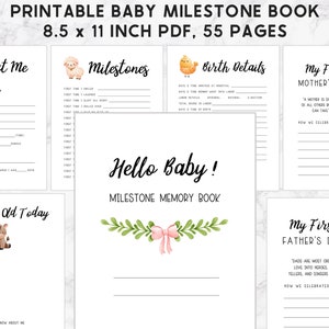 Printable Baby Book, Farm Animal Baby Book, Printable Baby Book Pages, Memory Book, Monthly Milestone Book, Baby First Year Book for Moms