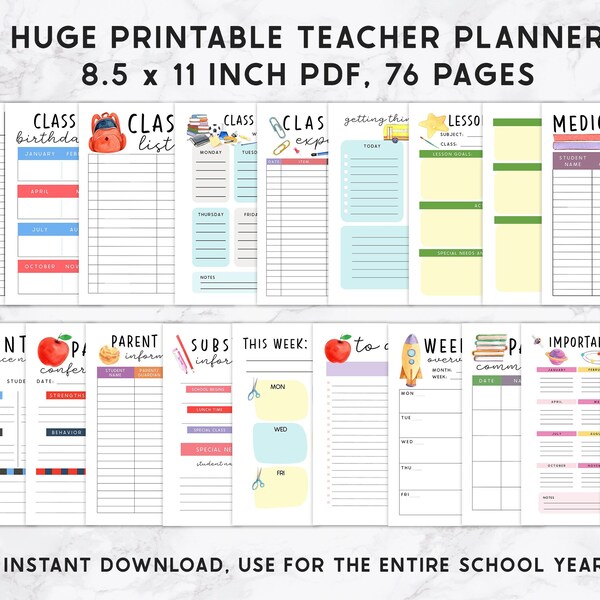 School Year Planner Etsy