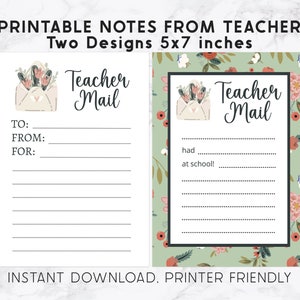 Notes imprimables à partir de cartes d'enseignants, courrier floral printanier pour l'enseignant, cartes de vœux, cartes de bonne humeur, ressources pour la rentrée
