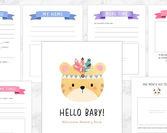 Printable Baby Book, Woodland Animal Baby Book, Printable Baby Book Pages, Memory Book, Monthly Milestone Book, Baby First Year Book