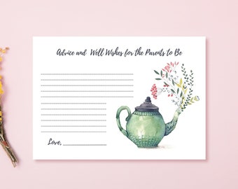 Editable Advice for New Parents Card, Well Wishes Template, Baby Tea Party, Baby Shower Girl,  Shower Activity, Keepsake, Printable No. 1018