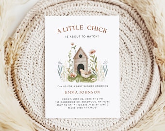 Editable Farm Baby Shower Invitation, A Little Chick Baby Shower Template, Barnyard Baby Animals Invite, Gender Neutral Baby Shower,FA626