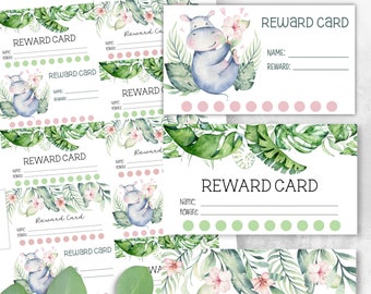 Printable Classroom Reward Punch Cards, Set of 3 Positive Class Reward Cards, Greenery Class Theme Cards, Classroom Management Resources