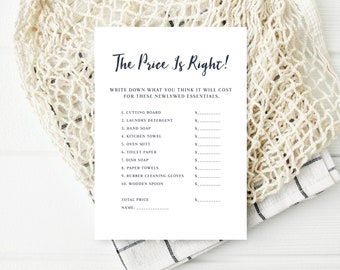 Printable Price is Right Bridal Shower Game, Modern Minimal Couple's Activity, Simple Engagement Party Card, Digital Download