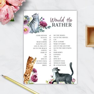 Would HE Rather Couple&#39;s Shower Game, Getting Meowied Couple&#39;s Shower, Bridal Shower, Cat Lady,Cat Shower Theme, Wedding, Printable No. 4100