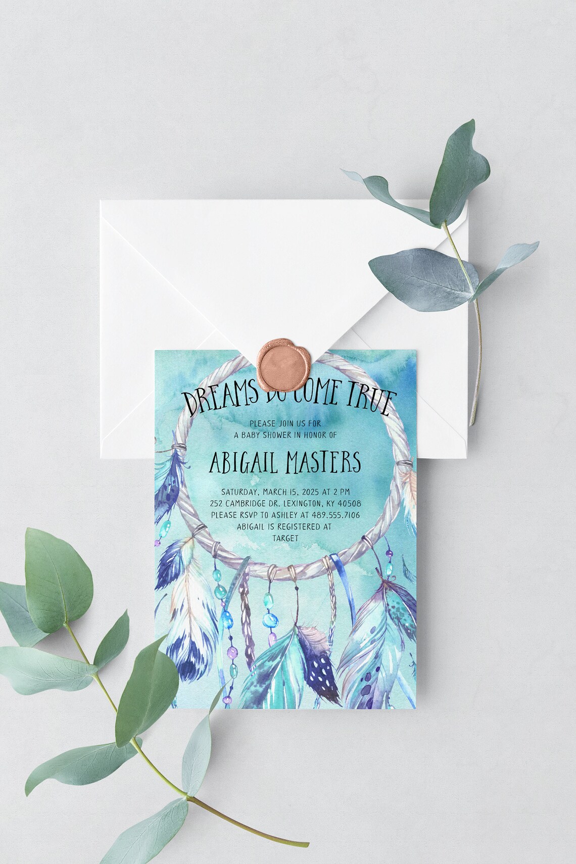 Dream Catcher Invitation Baby Shower Invitation Dreams Do Etsy