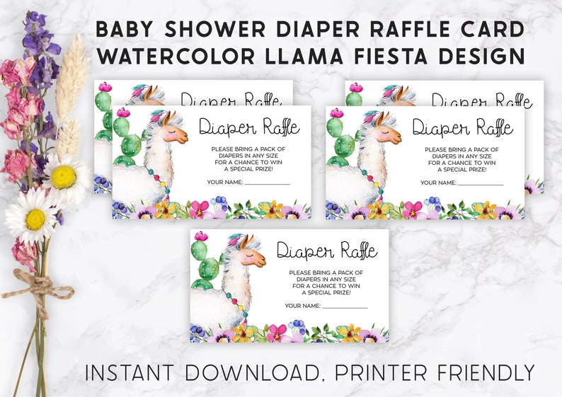 Llama Diaper Raffle Ticket, Baby Shower Fiesta Game, Llama Baby Shower, Alpaca Baby Shower, Baby Shower Activity, Printable No. 1011 image 10