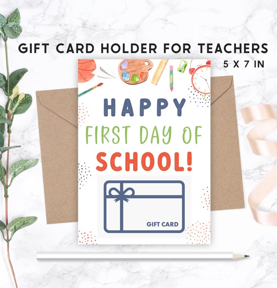 Printable Teacher Gift Card Holder Happy First Day of School Etsy