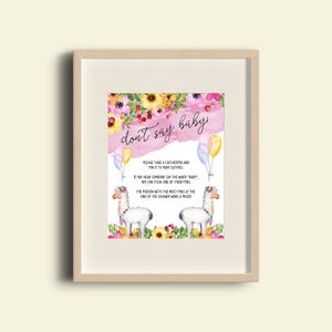 Don't Say Baby Game Sign, Printable Baby Shower Activity, Llama Fiesta Baby Shower Theme, Take Their Clothespin Game, Printable No. 1046 image 9