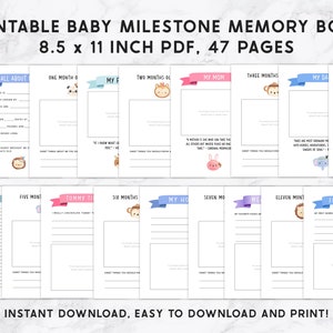 Printable Baby Book, Woodland Animal Baby Book, Printable Baby Book Pages, Memory Book, Monthly Milestone Book, Baby First Year Book image 3