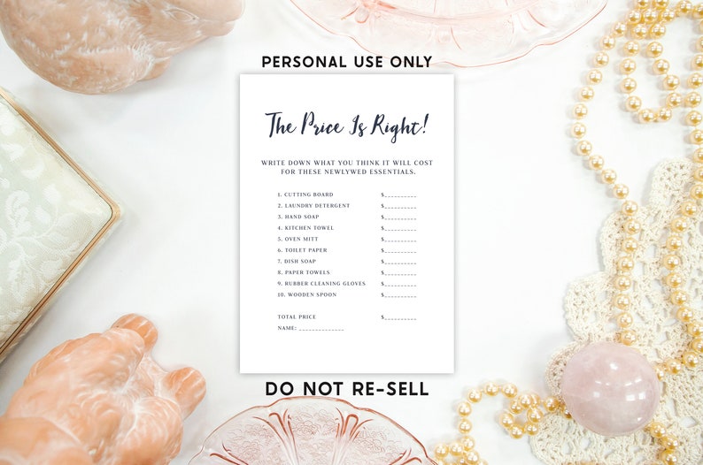 Printable Price is Right Bridal Shower Game Guess the Price | Etsy