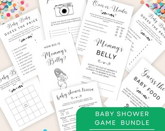 Baby Shower Game Bundle, Editable Game Templates, Baby Shower Trivia, Mommy or Daddy, Baby Shower Bingo, Mommy's Belly, Game Pack, MIN24