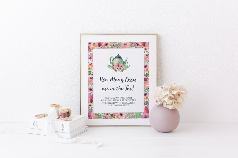 Printable Guess How Many Kisses Game, Bridal Shower Activity, Bridal Shower Tea, How Many Kisses Tea Party Shower Game, Printable No. 1018 image 7