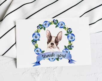 Dog Theme  Baby Shower Thank You Card, Printable Baby Shower Card, French Bulldog Baby Boy Shower Card, Let's Pawty, Printable No. 903