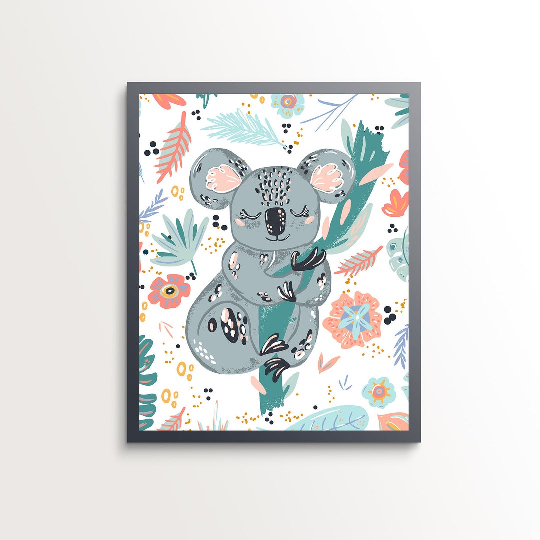 Sweet Koala Nursery Art Nursery Decor Jungle Animal Art Etsy