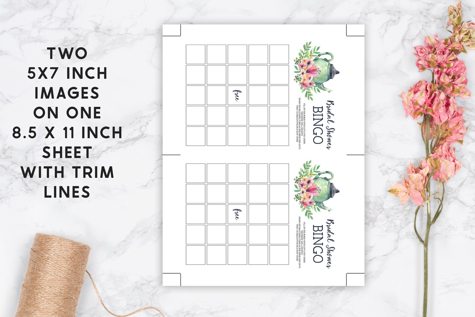 Printable Bridal Shower Bingo Game Bridal Shower Tea Party - Etsy