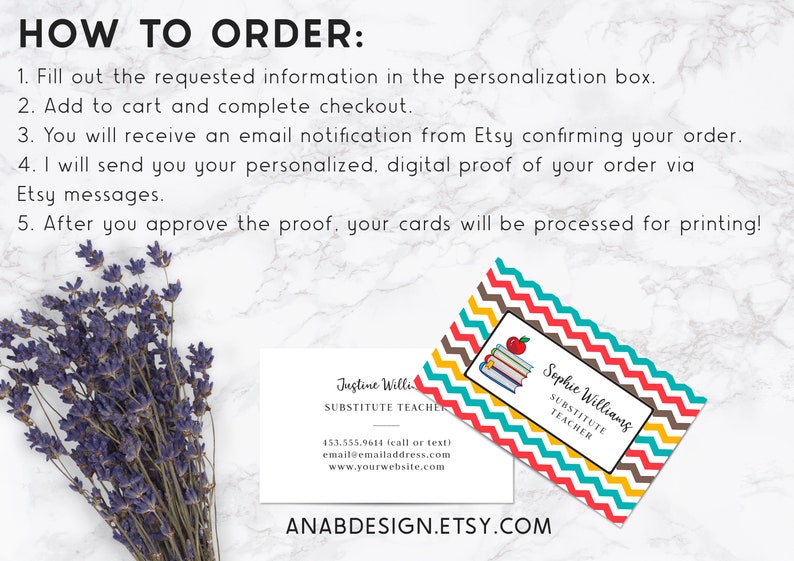 Substitute Teacher Business Cards, Chevron Stripes Open House Contact ...