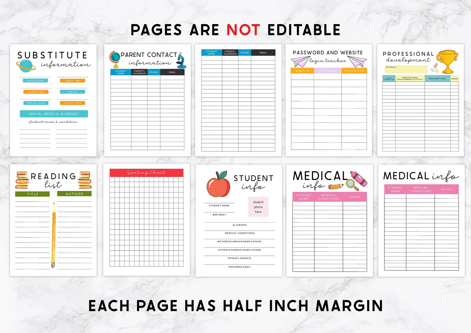 Printable Teacher Planner School Theme Ultimate Teacher - Etsy