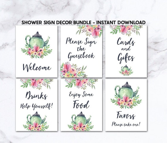Printable Baby Shower Decor Bridal Shower Decor Tea Party | Etsy