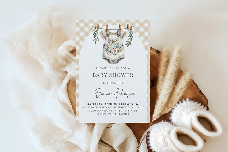 Girl Baby Shower Invitation, Editable Baby Clothes Invite, Baby Floral ...