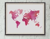 Printable Wall Art, World Map Print, World Map Watercolor, Instant Download, Dorm Decor, Home Decor, Apartment Decor,Classroom Decor