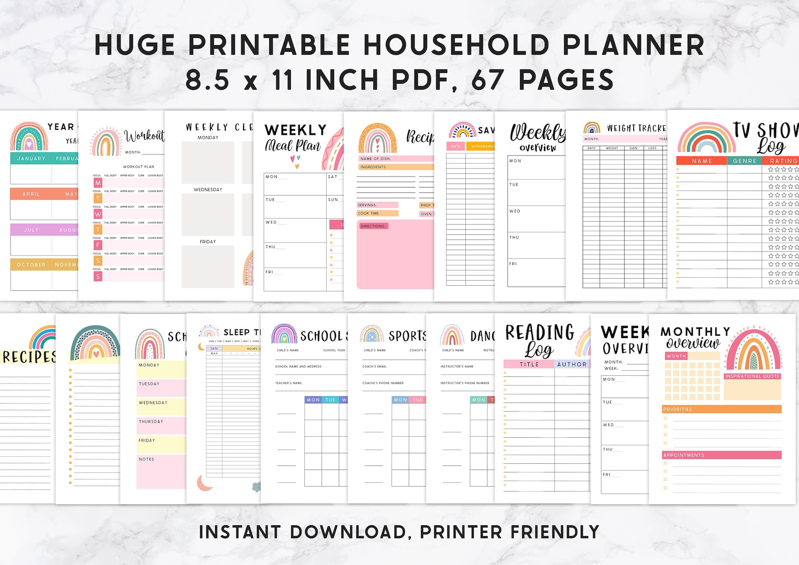 Printable Household Planner Ultimate Family Planner Busy Mom Etsy