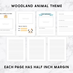 Printable Baby Book, Woodland Animal Baby Book, Printable Baby Book Pages, Memory Book, Monthly Milestone Book, Baby First Year Book image 8