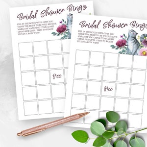 Bridal Shower Bingo Game, Printable Bridal Shower Activity, Getting Meowied Cat Theme Bridal Shower, Games for Guests, Printable No. 4100 image 3