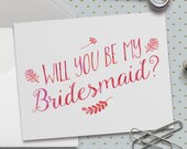 Will You Be My Bridesmaid Cards, 5.5 x 4.25 Inch (A2), Pink Watercolor, Wedding Cards, Bridal Party, Wedding Party, Best Friends, Wedding