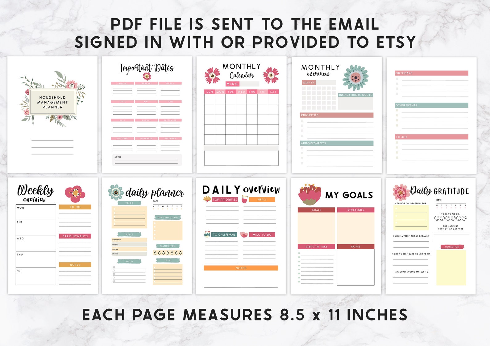 Printable Household Planner Ultimate Family Planner Floral - Etsy