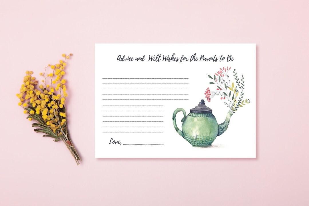 Editable Advice for New Parents Card, Well Wishes Template, Baby Tea ...