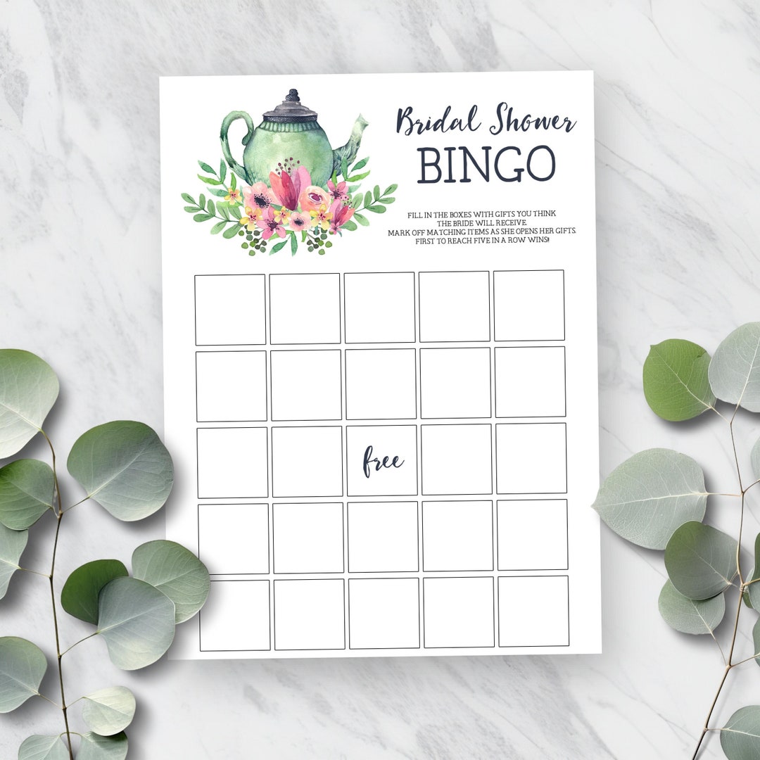 Printable Bridal Shower Bingo Game, Bridal Shower Tea Party, Wedding ...