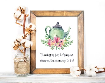 Editable Thank You Favor Sign, Printable Baby Shower Favors Sign, Favors Sign, Treat Sign, Shower the Mom to Be Tea,Printable No. 1018