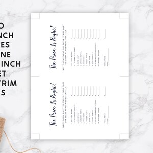 Printable Price is Right Bridal Shower Game, Modern Minimal Couple's ...