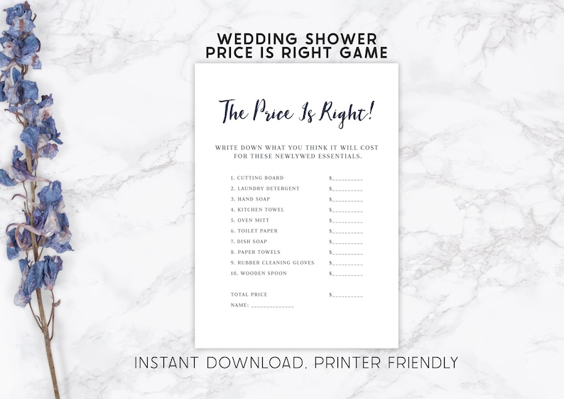 Printable Price is Right Bridal Shower Game Guess the Price | Etsy