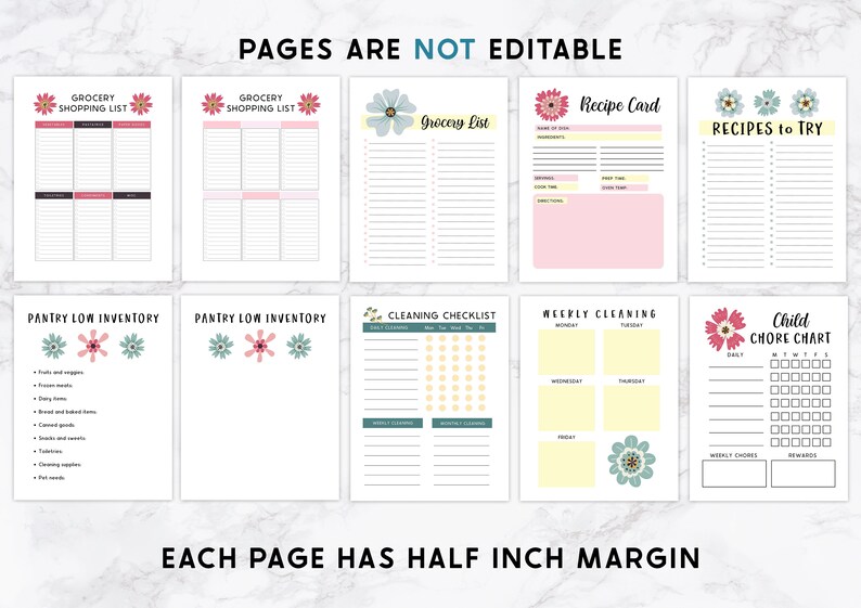 Printable Household Planner Ultimate Family Planner Floral - Etsy