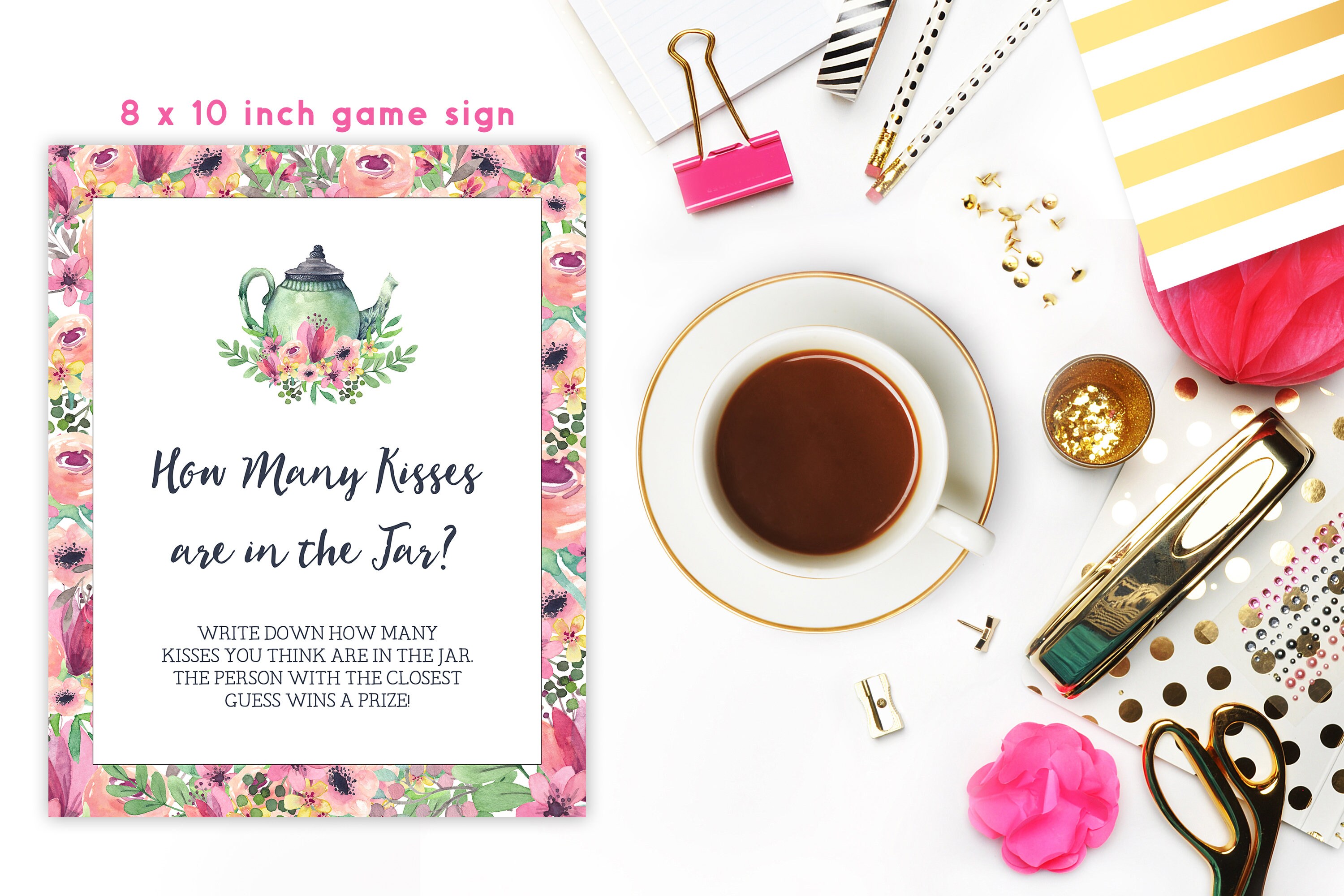 Printable Guess How Many Kisses Game Bridal Shower Activity - Etsy Canada