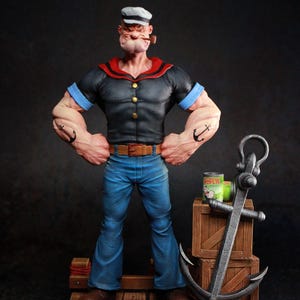 Hand-Painted Sailor Popeye Hero Statue – Classic Cartoon Collectible Figure