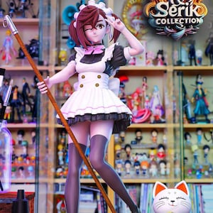 Handbemalte Momo Ayase Maid Figur: Anime Girl Resin Statue