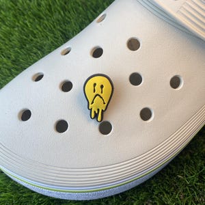 Melted Smiley Emoji Clog Charm Funny Emoji Shoe Accessory Melting Face Plug Gift for Meme Lover Quirky Decor Humor Fan Trendy Charm