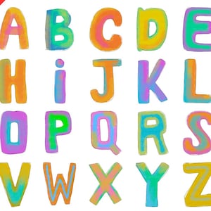 Carattere acquerello disegnato a mano (piccolo) / Lettere vettoriali dell'alfabeto / PNG + SVG / Carattere acquerello artistico / Download digitale istantaneo