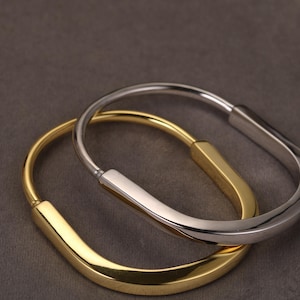 U Lock Armband-U Form Edelstein Armreif - Gold, Rosegold & Silber - Moderner Schmuck für Damen