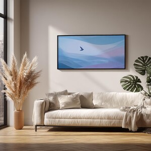 Abstract Bird Print: Dreamy Blue Sky Aerial Art (Digital Download PNG)