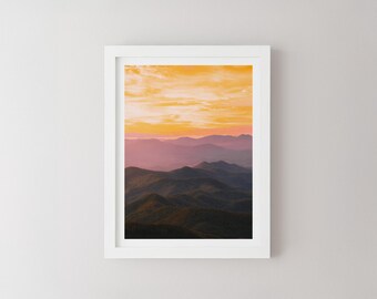 Wayah Fire Tower Sonnenaufgang Blue Ridge Mountains Druck, Landschaftsfotografie, Bergwandkunst, North Carolina Fotografie, Sonnenaufgangfoto