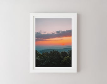 Sprung von Rock, Blue Ridge Mountains Fotografie Druck, Berg Druck, North Carolina Fotografie, Sonnenuntergang Wandkunst, North Carolina Kunstdruck